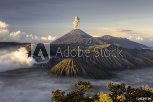 Picture of Mount Bromo volcano after eruption Java Indonesia